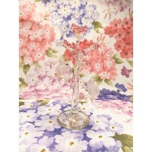 Beautiful Glass Tree W/Squirrels/Bird Pink